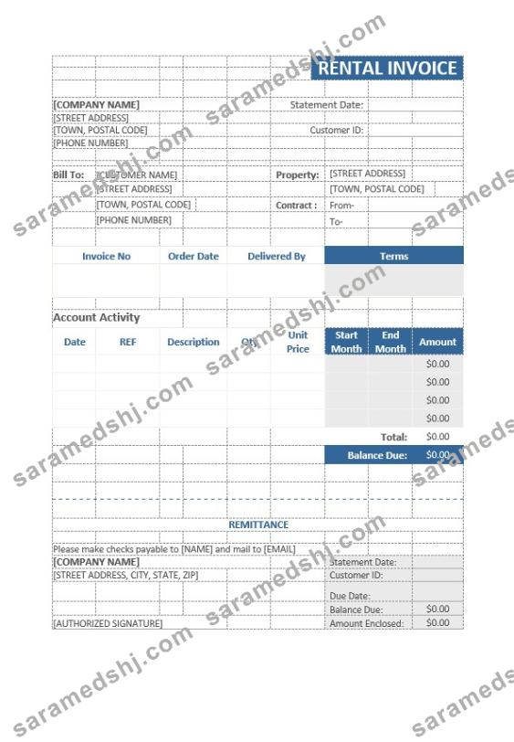 Sample Rental Invoice Template